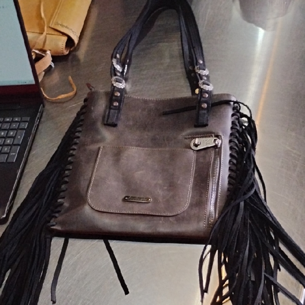 Fringe Black and Brown Women's Bag
